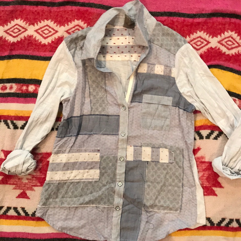 Anthropologie One September Patchwork Chambray